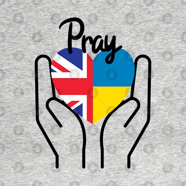 Pray For Ukraine, Pray For Peace, UK Supports Ukraine, UK Stands With Ukraine, Heart With Combined Flags by Coralgb